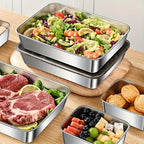 Set of five stainless steel food storage containers with leak-proof lids